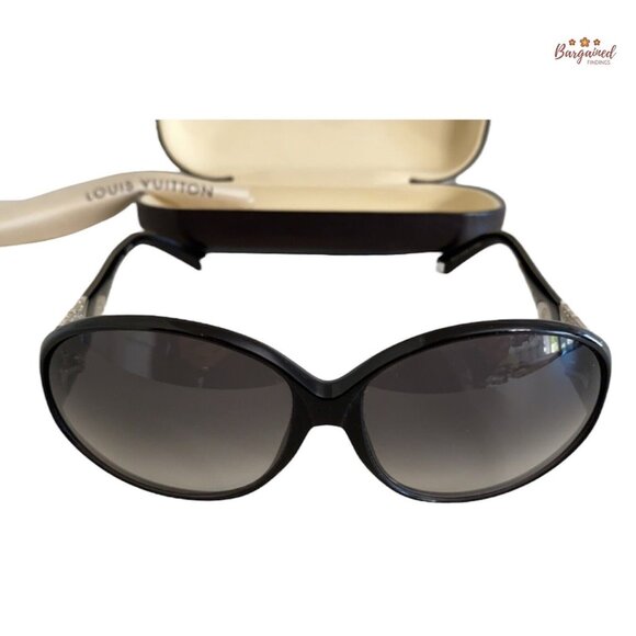 Authentic LOUIS VUITTON Black Glitter Frames Rhinestone Iris PM Sunglasses - Picture 1 of 12